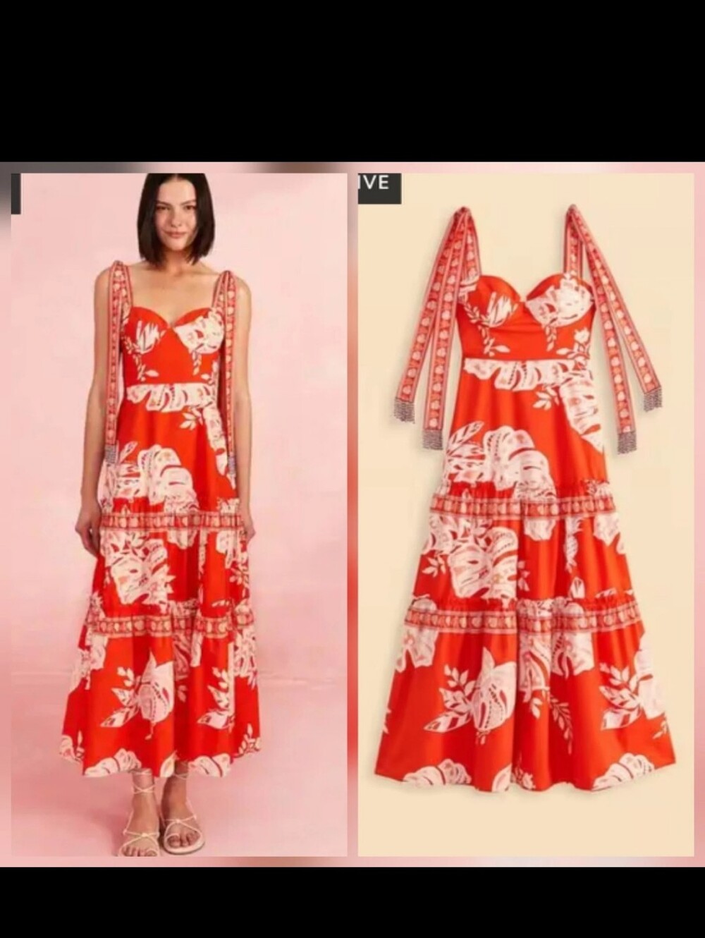 Farm Rio Lace Monstera Red Maxidress